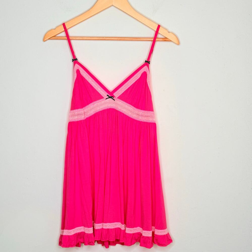 Victoria's Secret Pink Mesh Lace Babydoll Chemise‎ Nightgown Size M Y2K Coquette